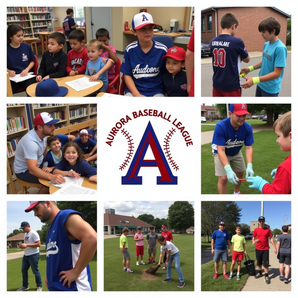 Aurora Baseball League players participating in community events