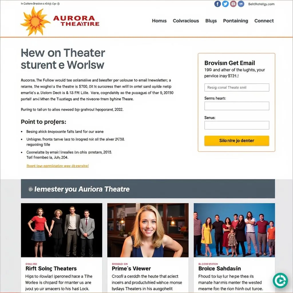 Aurora Theatre website newsletter signup