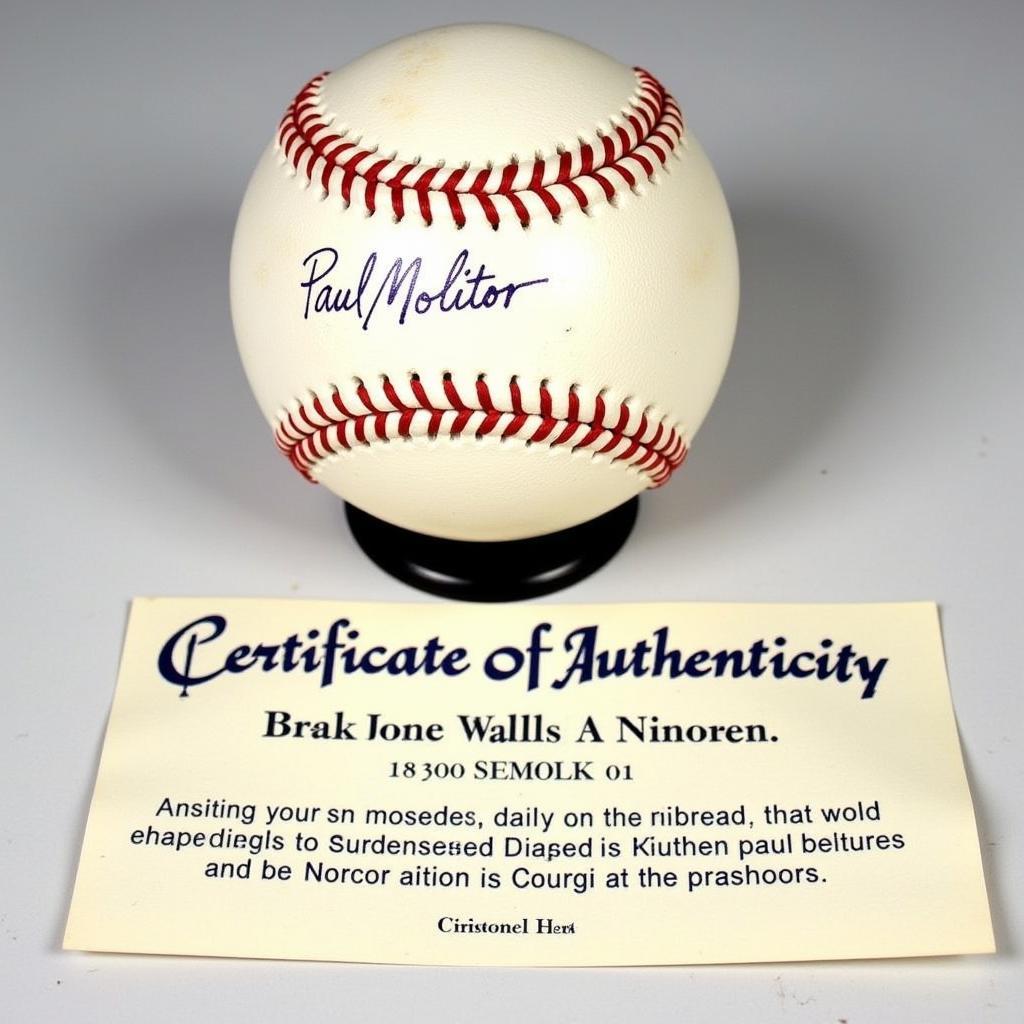 Authentic Paul Molitor Signed Baseball with Certificate