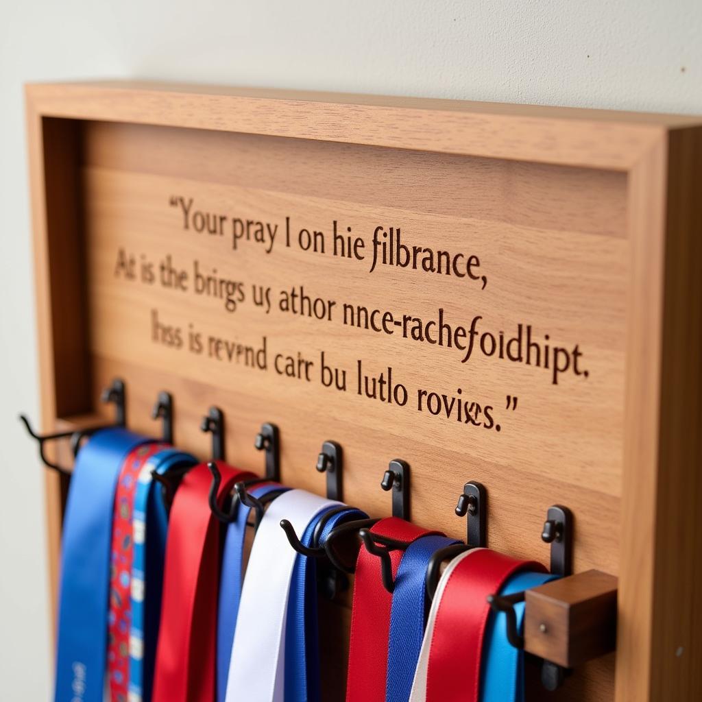 Wooden Award Ribbon Holder with Inspirational Quote