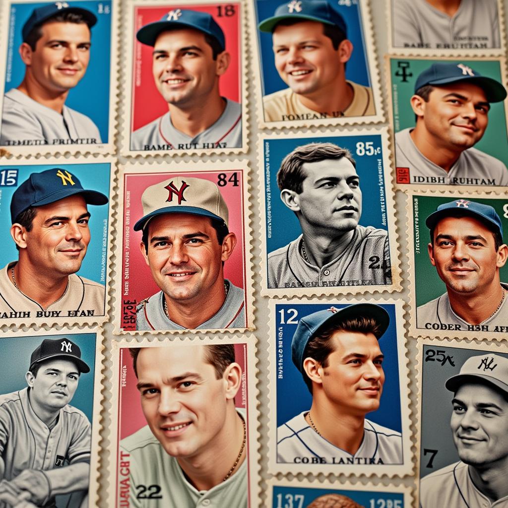 Babe Ruth Stamp Collection in Various Conditions