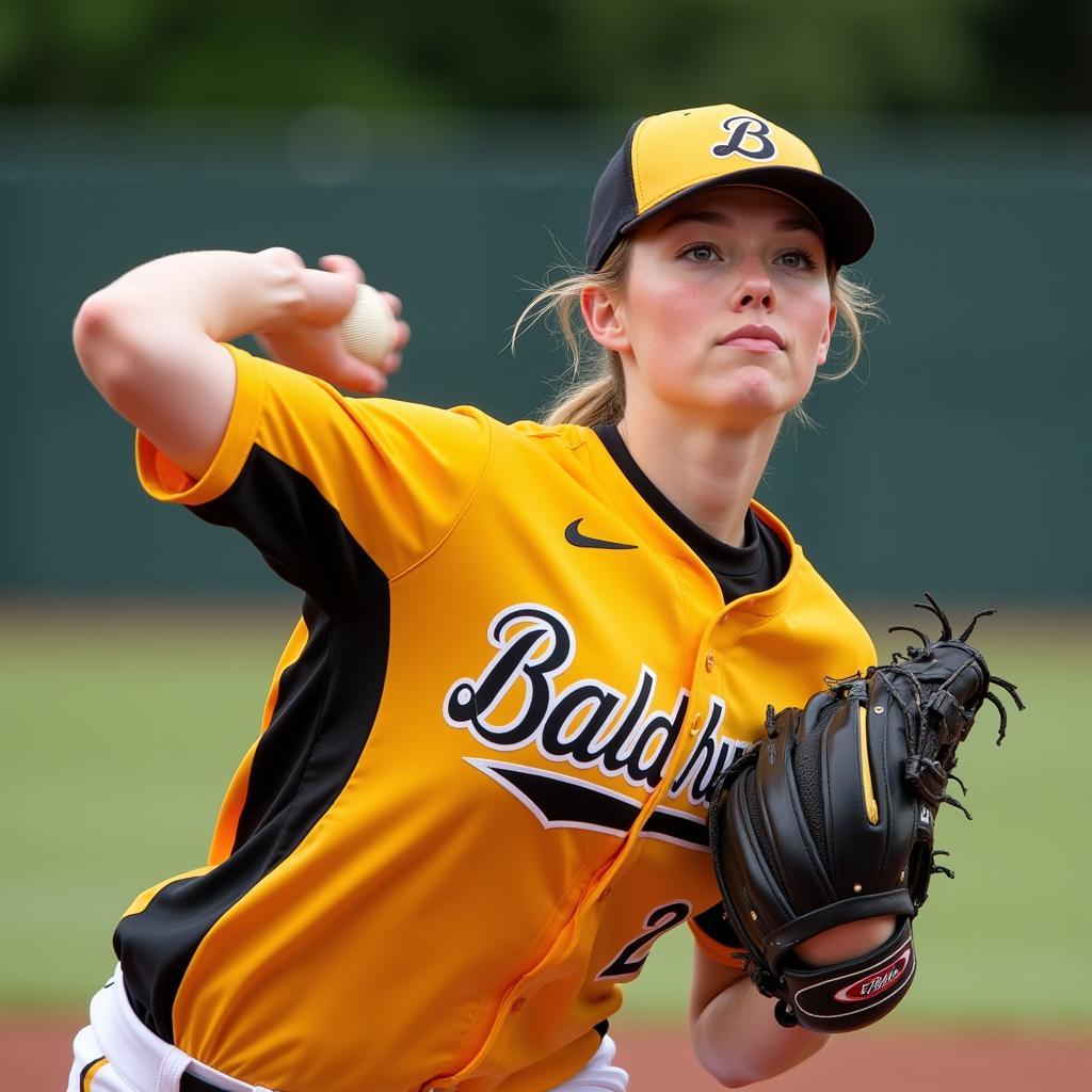 Baldwin Wallace Softball Pitcher in action