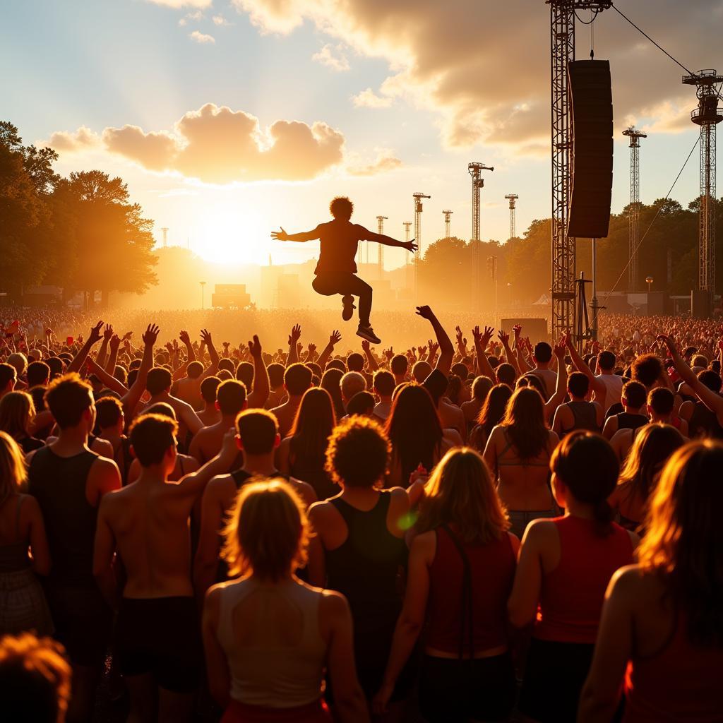 Crowd cheering at a Band August music festival