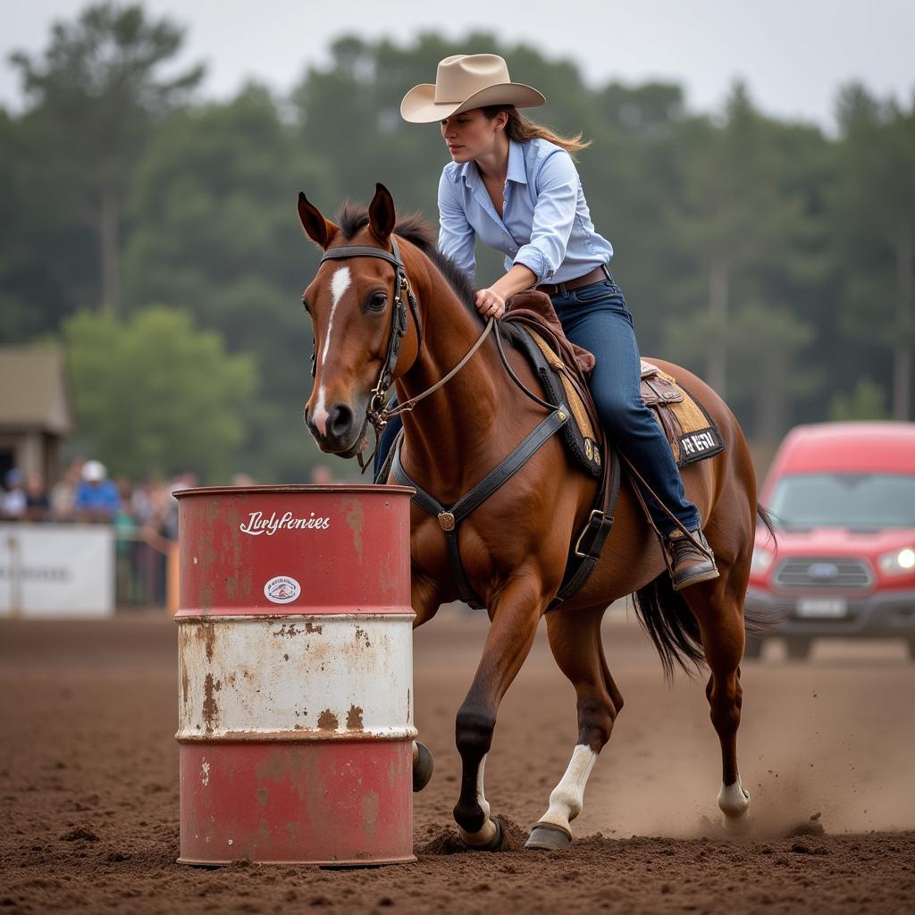 Barrel Racer Training with Horse