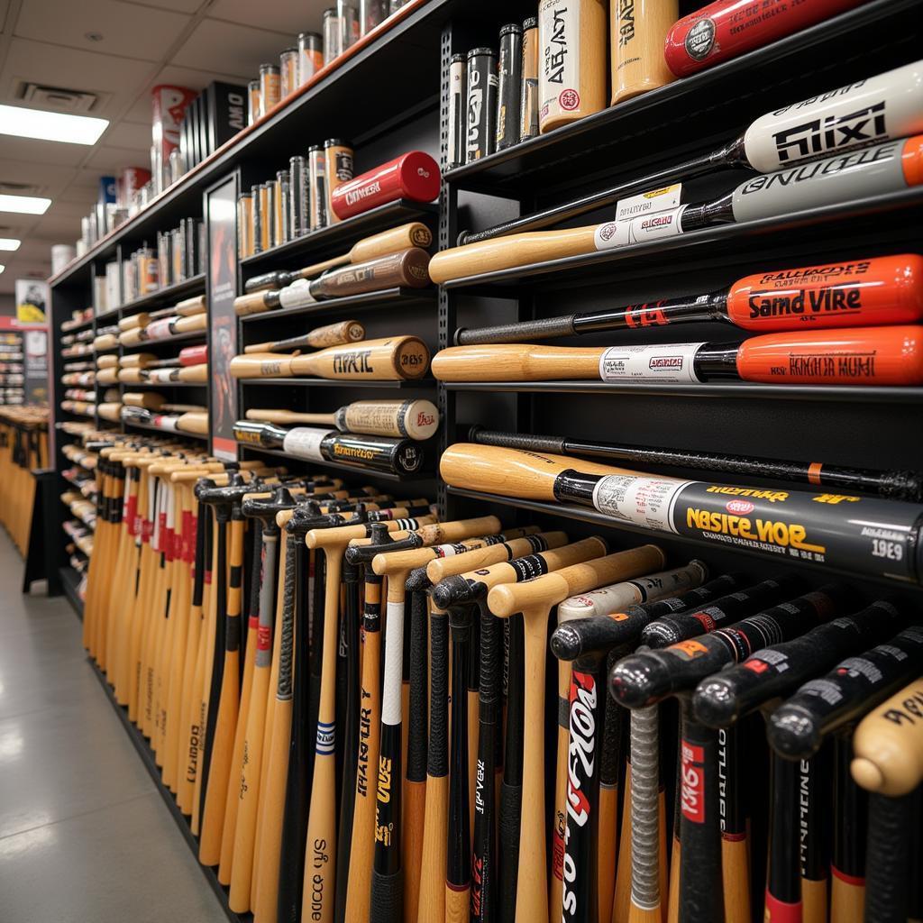 Display of Baseball Bats in a Canes Store