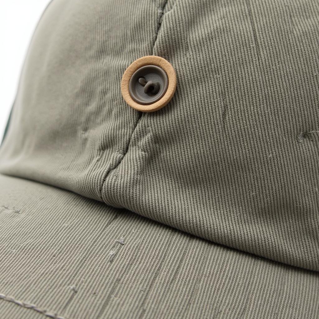 Close Up of Eyelets and Button on a Baseball Cap