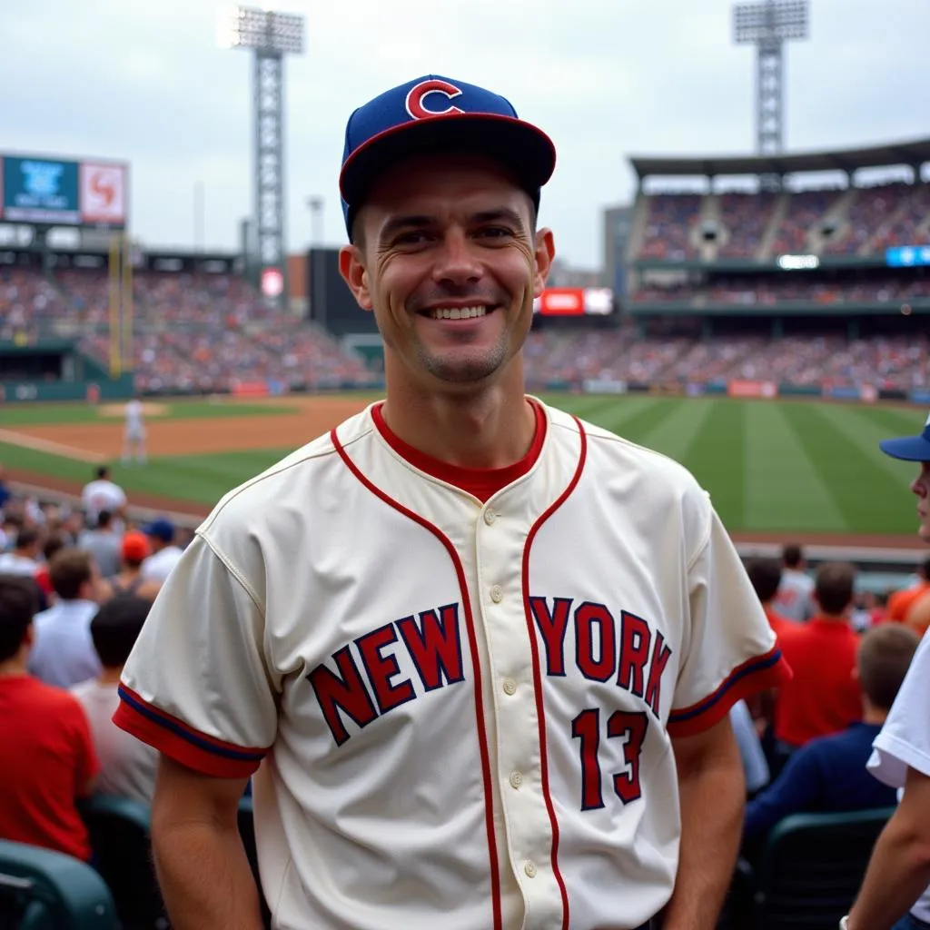 Fan wearing a New York Cubans jersey