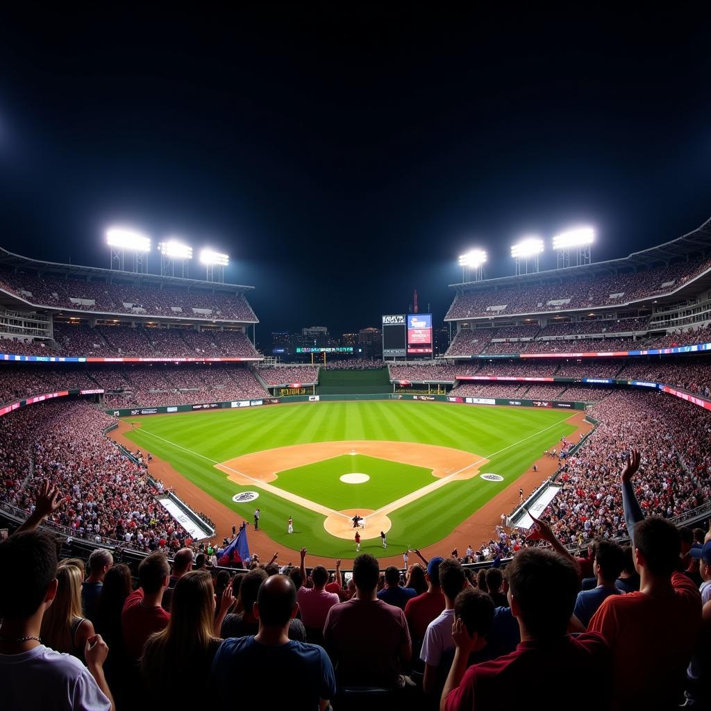 Baseball Fans Cheering in a Stadium