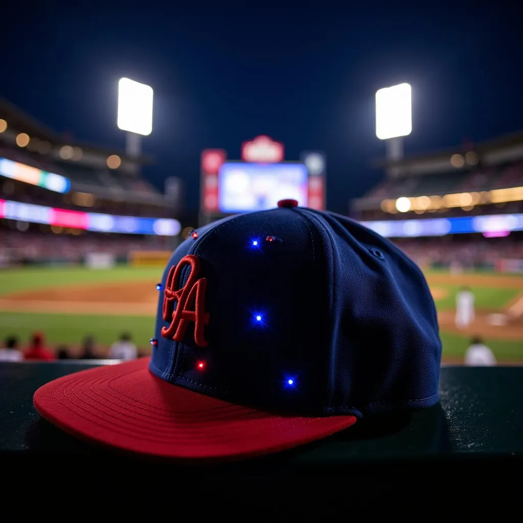 Baseball Hat LED Lights at a Night Game