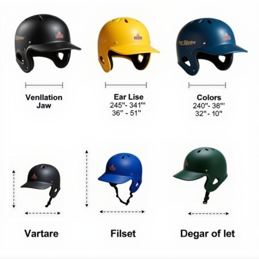 Different styles of one ear flap baseball helmets