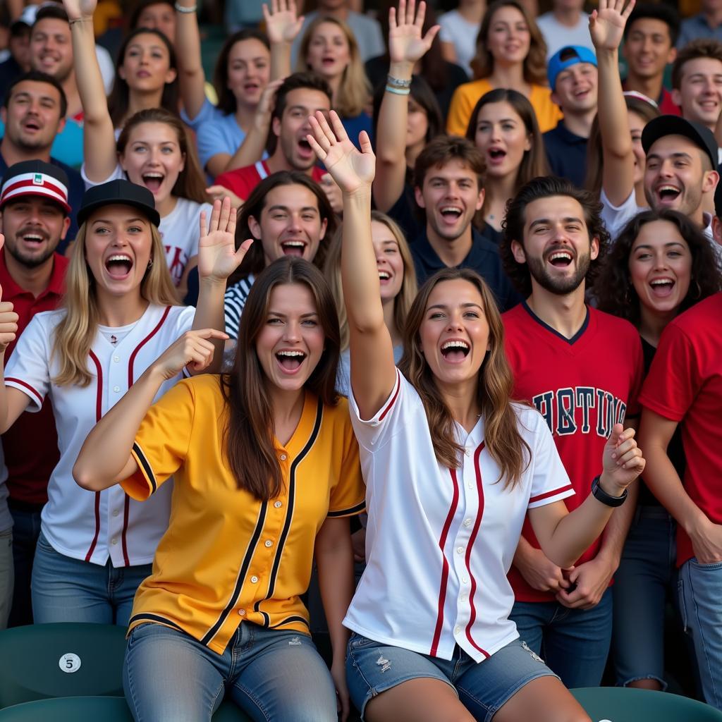 Fans wearing baseball jersey short sleeve