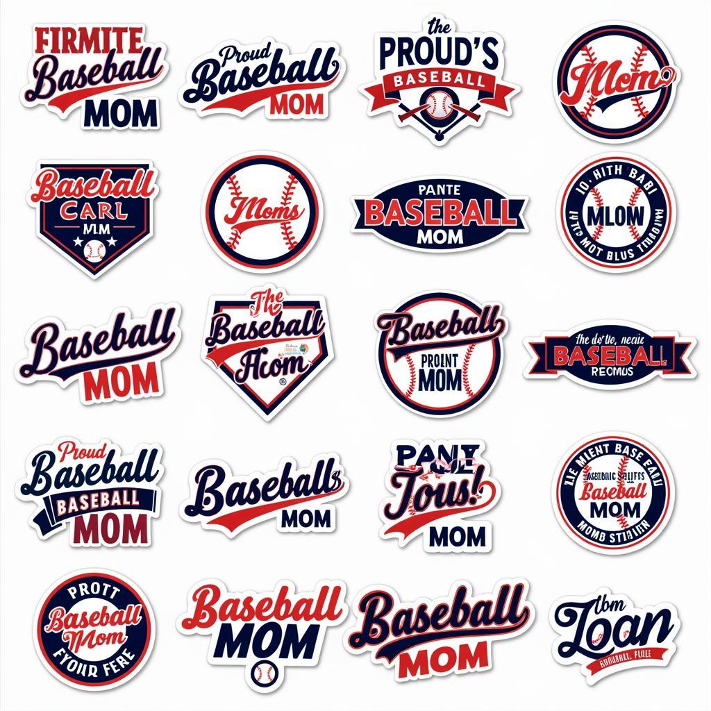 Assortment of Baseball Mom Car Stickers