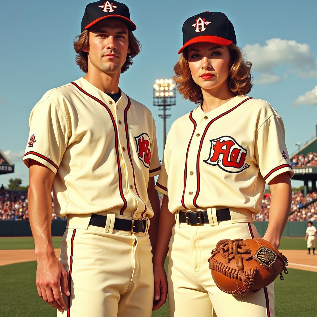 Movie Poster Featuring Characters in Cream Baseball Uniforms