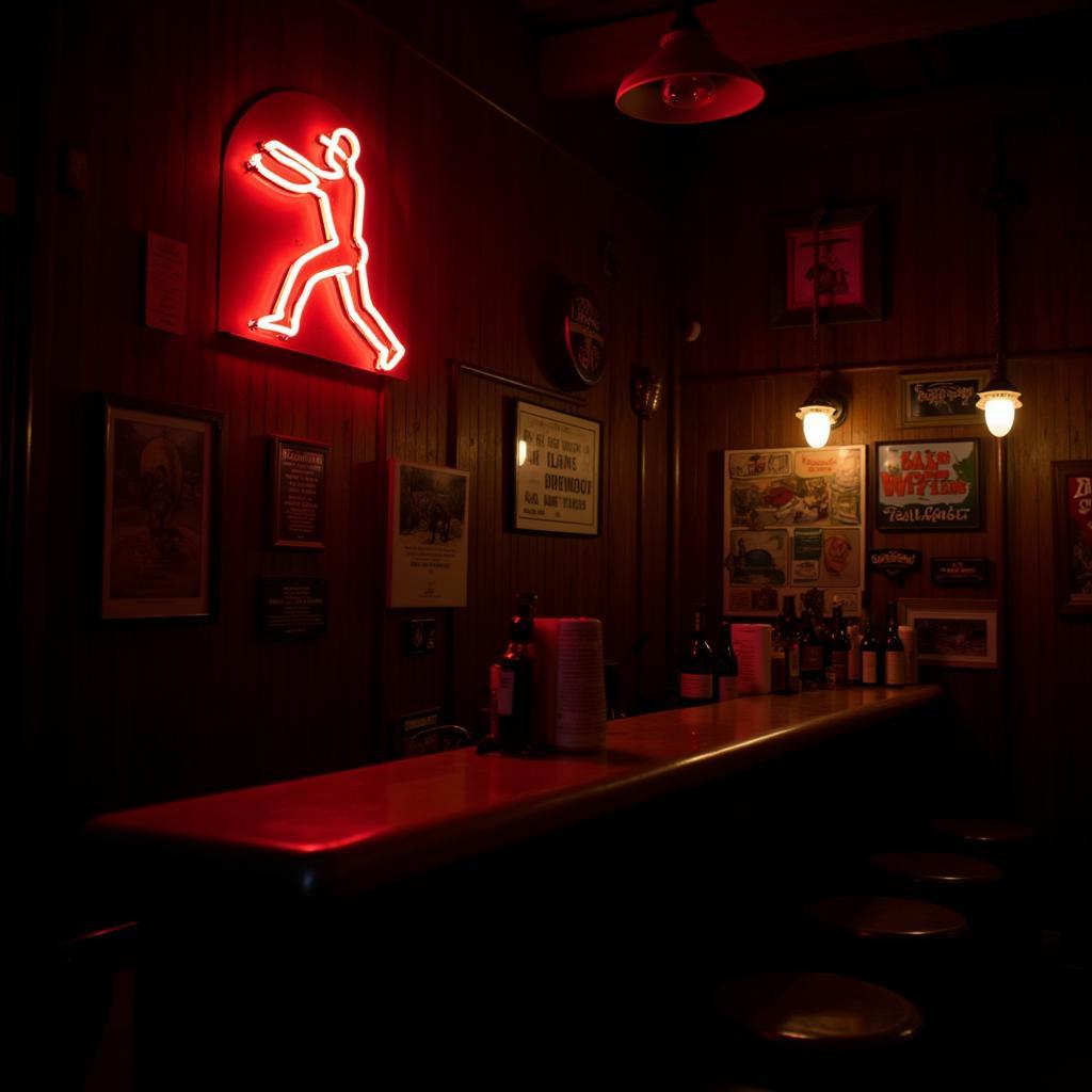 Vintage Baseball Neon Sign in Bar