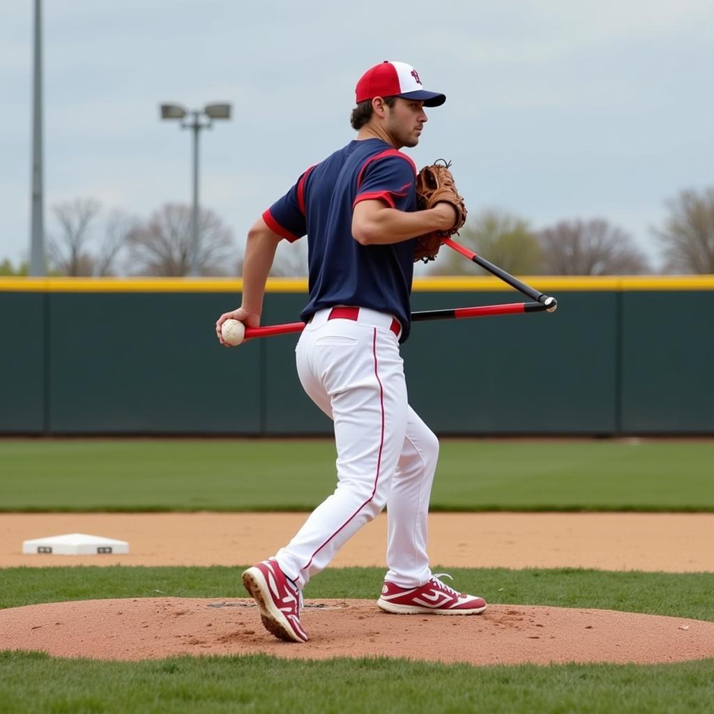 Baseball Pitcher Using Bands for Enhanced Training Drills