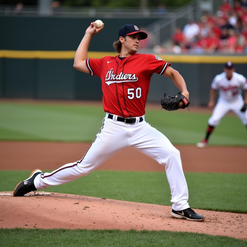 Baseball Pitcher Throwing a Fastball