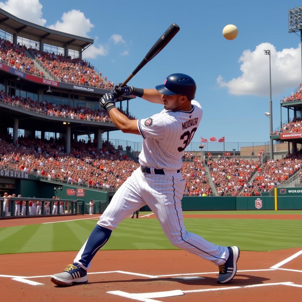 Powerful swing resulting in a home run