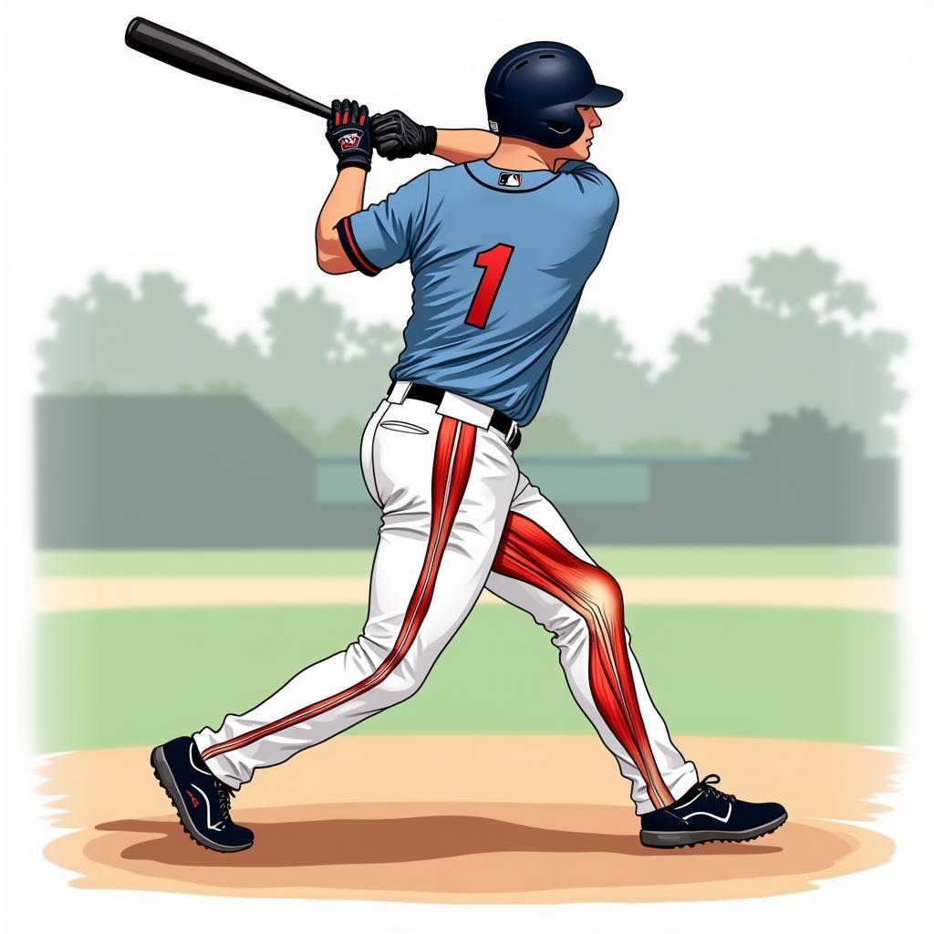 Baseball Player Demonstrating Leg Power During Swing