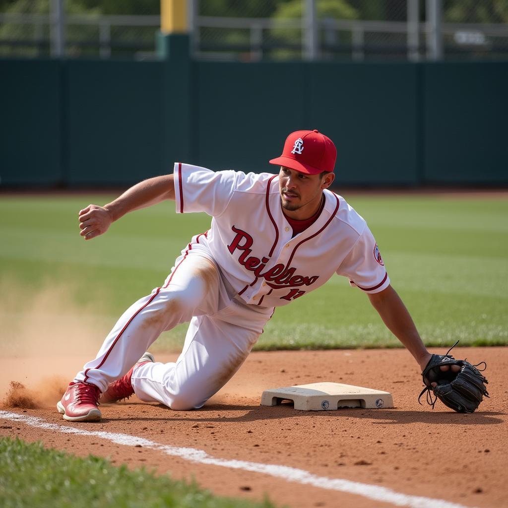 Baseball Player Sliding into Home