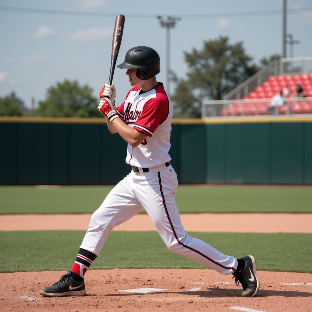 Baseball Player in Mid-Swing