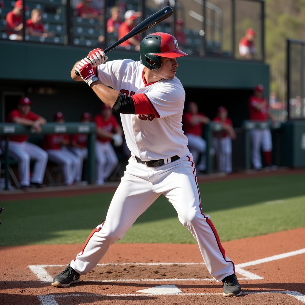 Baseball Player Swinging Bat with Intensity