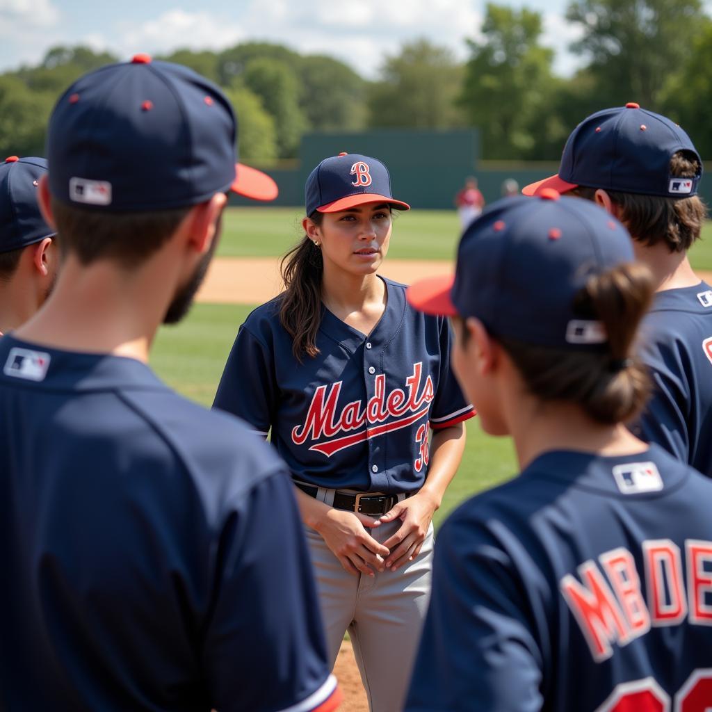 Baseball team huddling for a strategy session