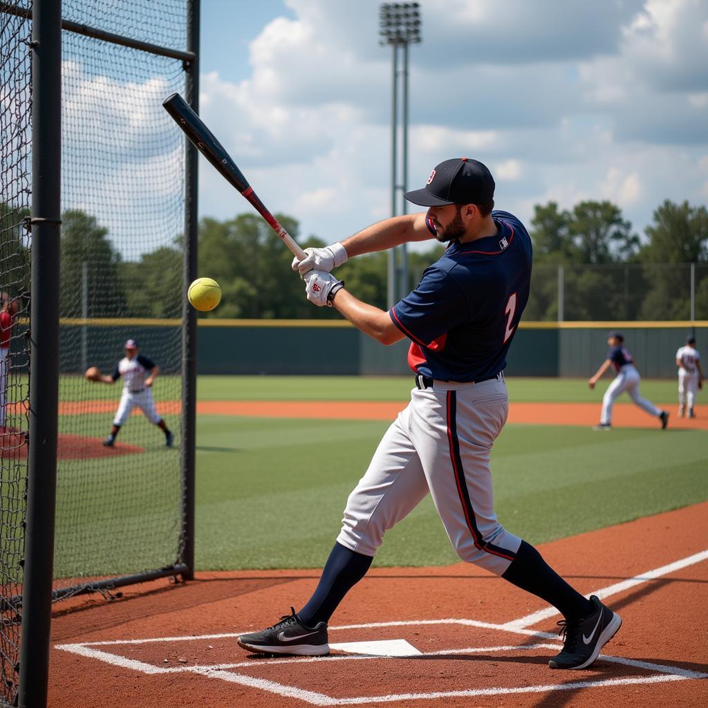 Baseball Player Training with a Power Net