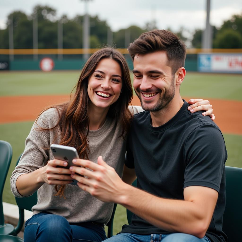 Couple Sharing a Laugh Over Baseball Puns