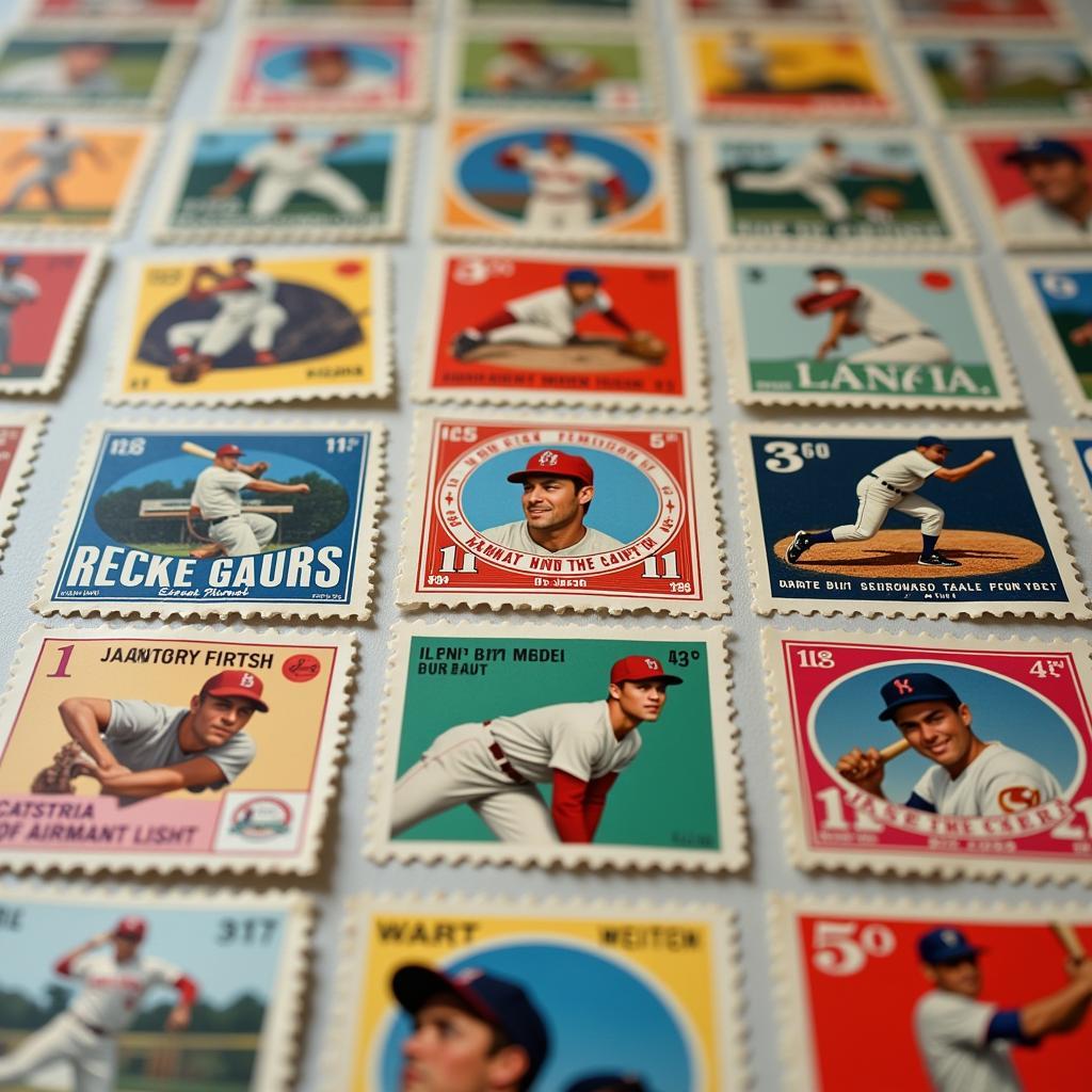 Collection of vintage baseball stamps