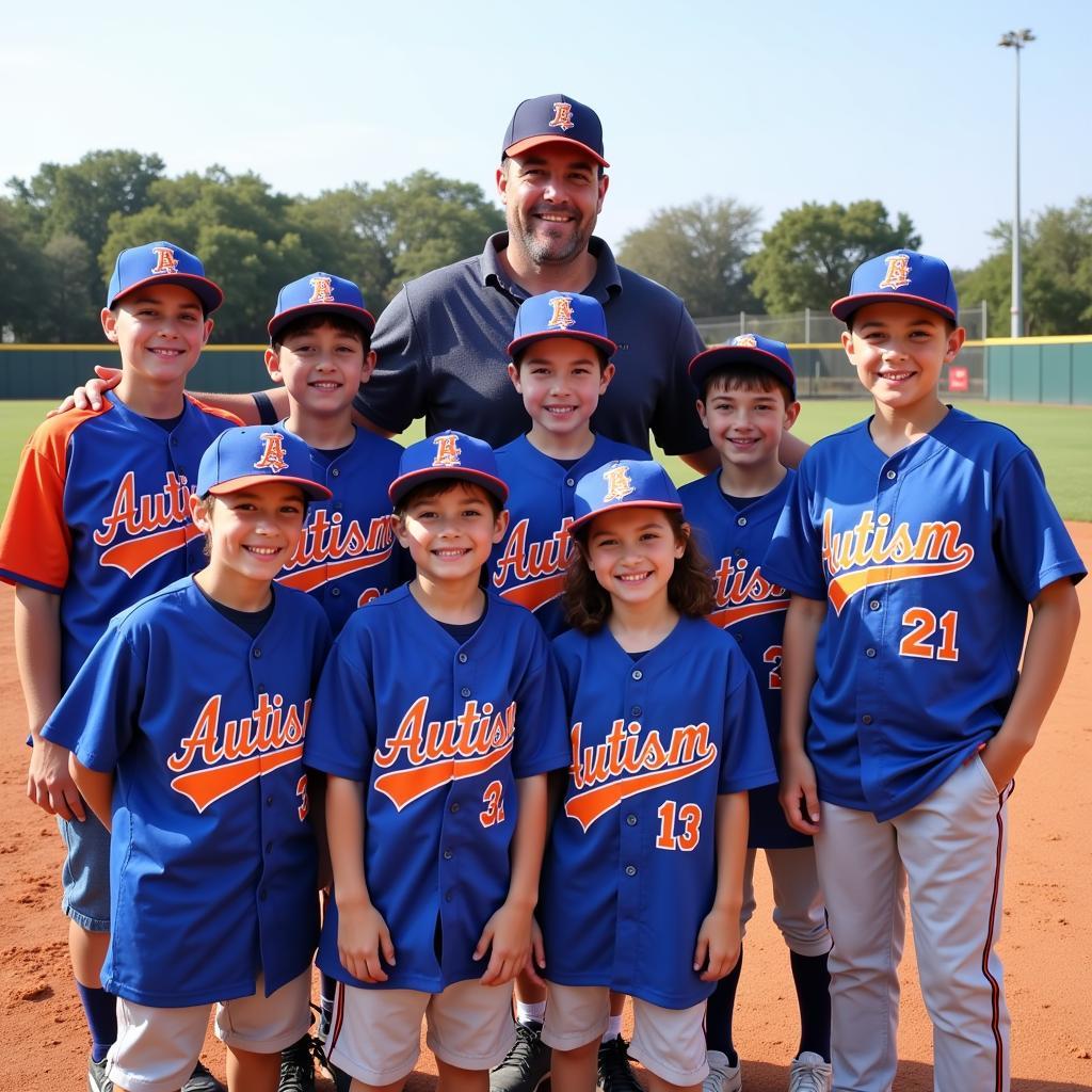 Baseball Team Wearing Autism Awareness Jerseys