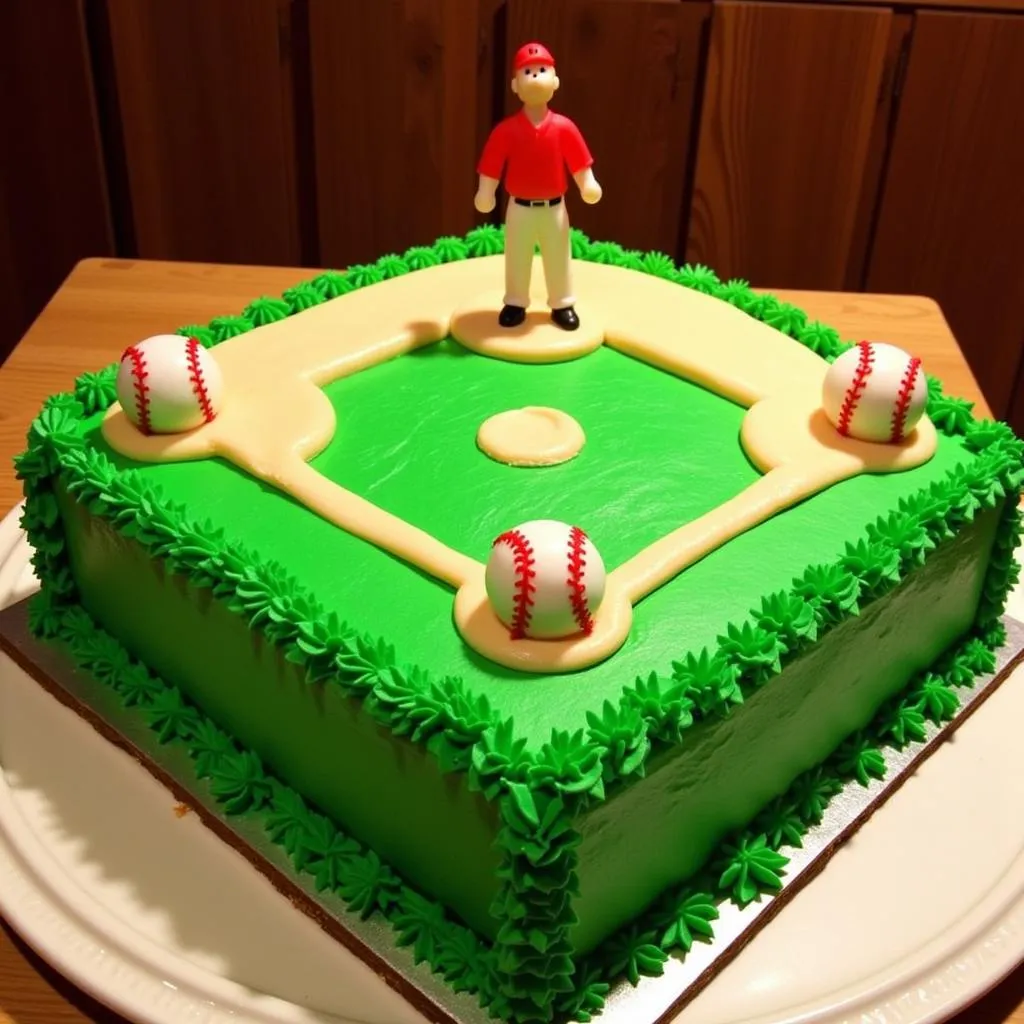 Baseball Themed Cake Decorated with Candles