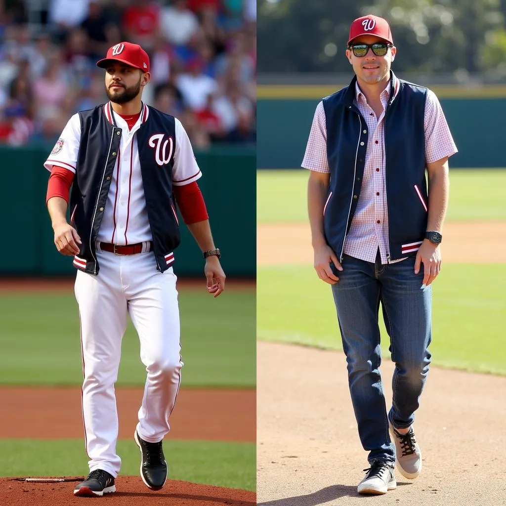 Baseball vest worn on and off the field