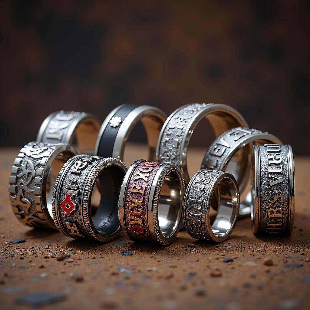 Mens baseball wedding rings with team logos