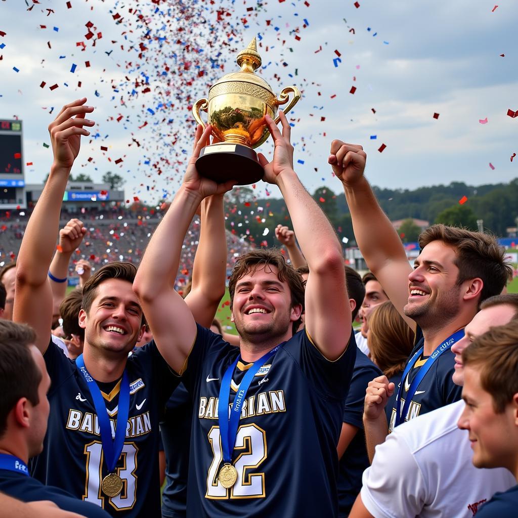 Celebrating victory at the Bavarian Bowl