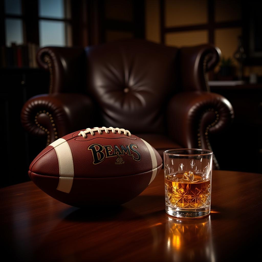 Beam's Choice glass with football in the background