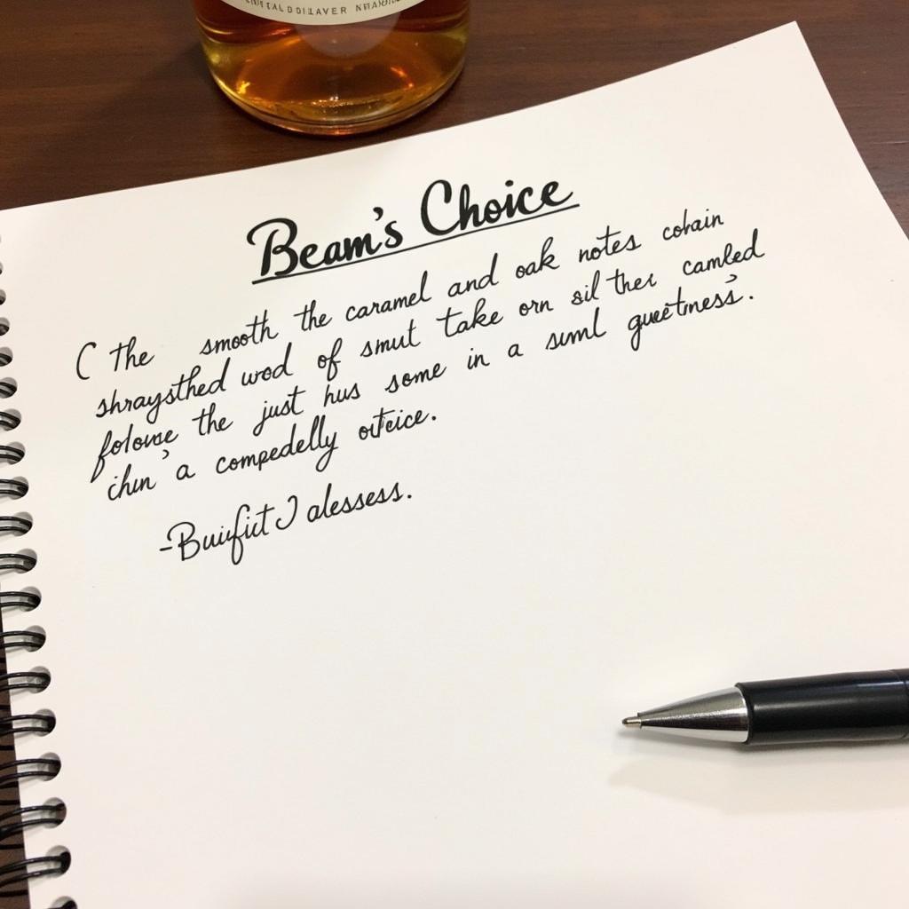 Beam's Choice tasting notes on a notepad