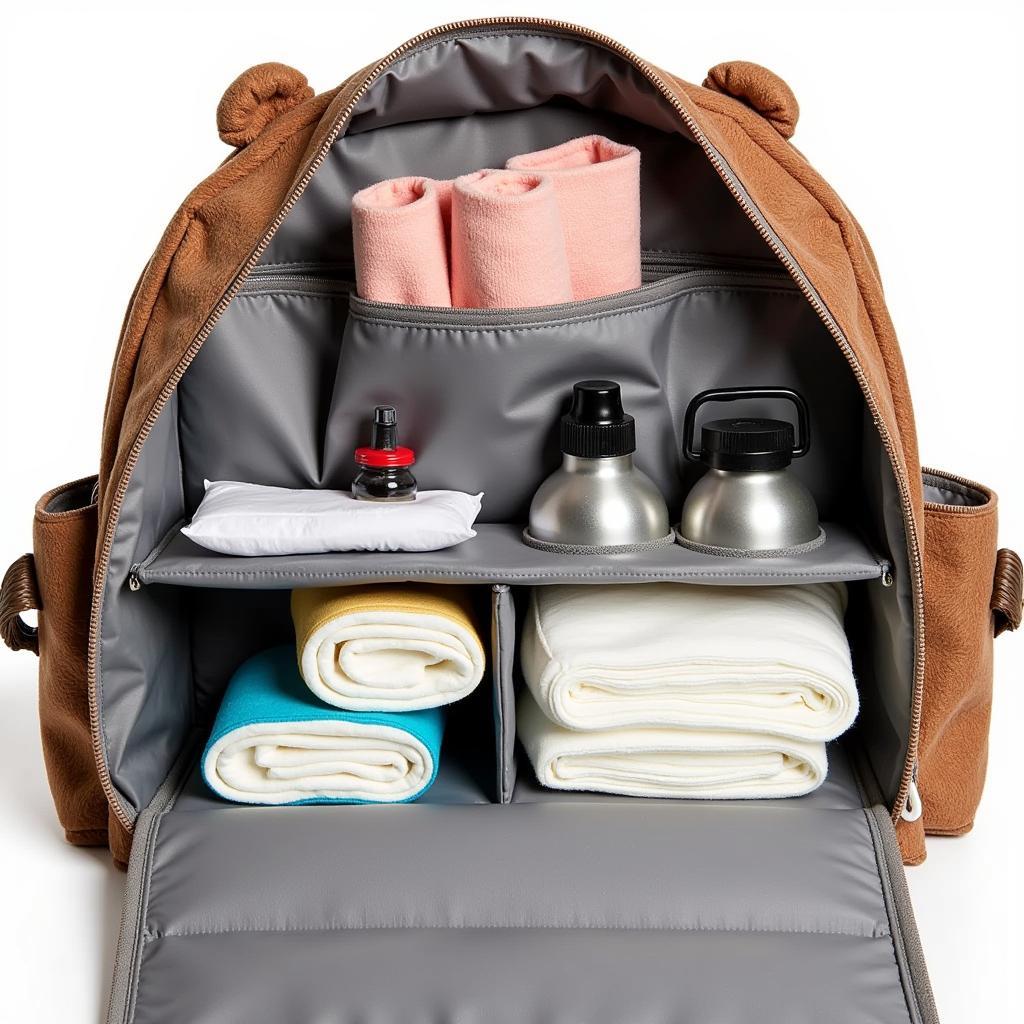 Multiple Compartments in a Bear Diaper Bag