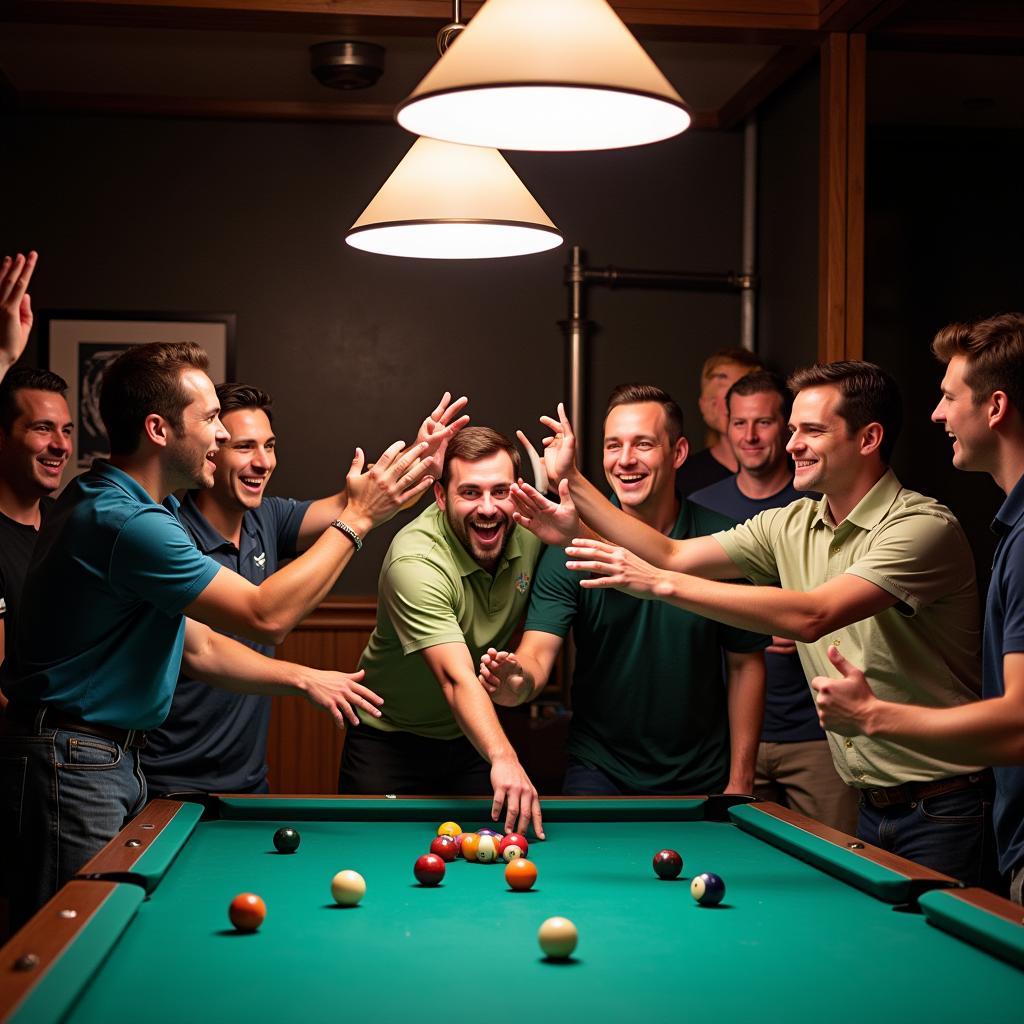 Beloit Pool League teams celebrating a victory