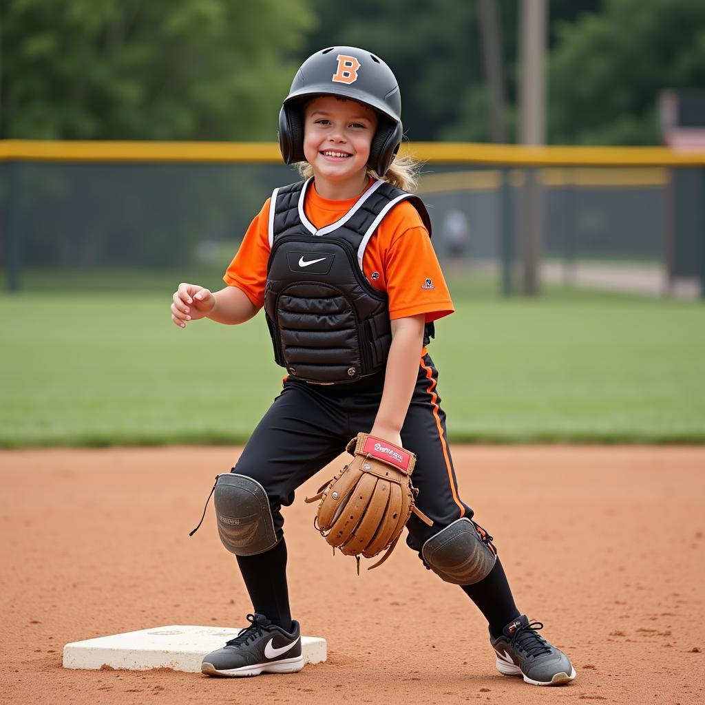 Youth Softball Player Confidently Fielding a Throw