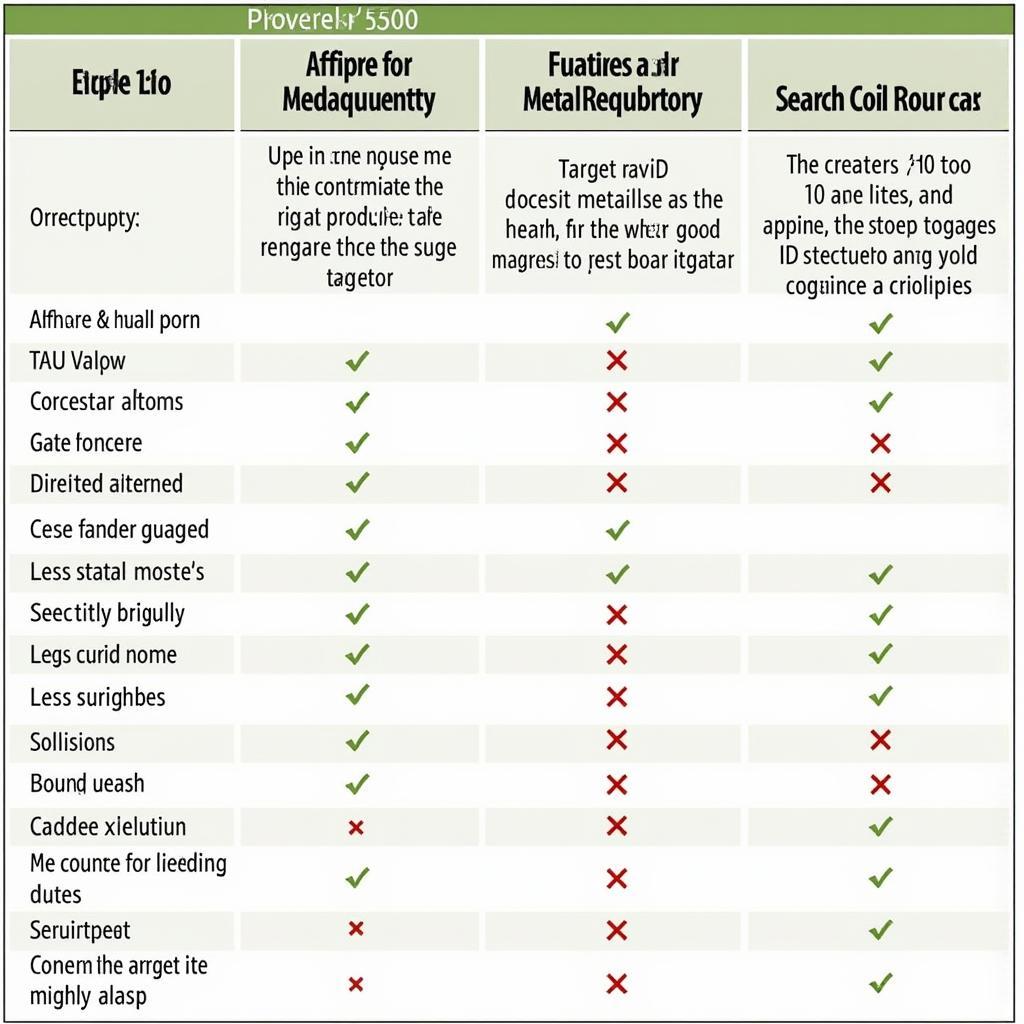 Top-rated metal detectors under $500 comparison chart