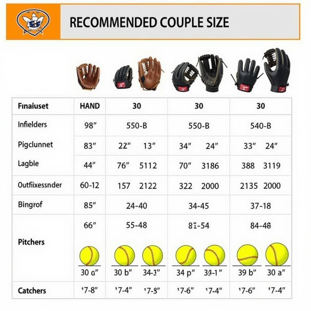 Softball Glove Size Chart for Different Positions