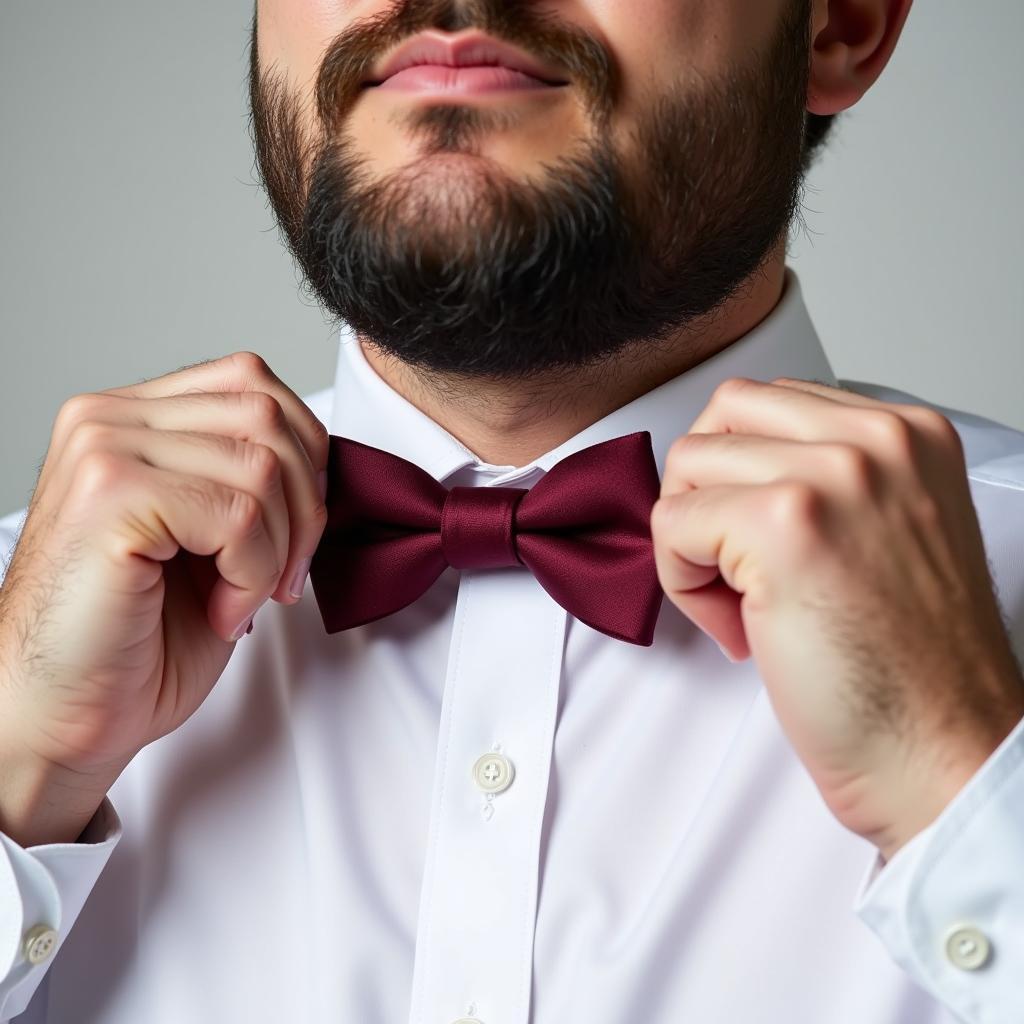 Man Adjusting a Big and Tall Bow Tie