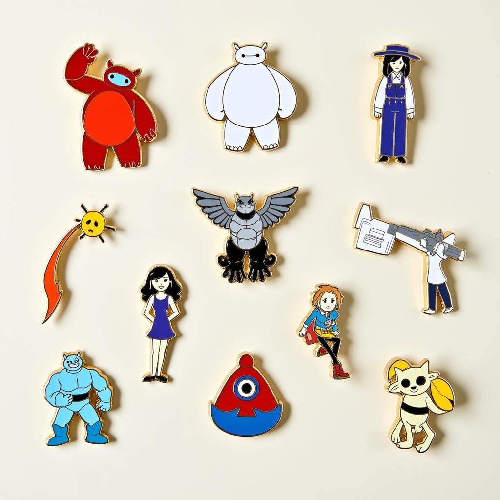 A vibrant collection of Big Hero 6 enamel pins