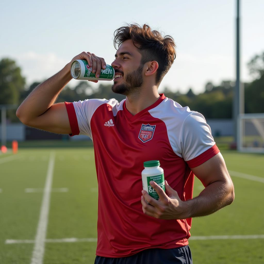 Footballer training with Bio-Multi Plus