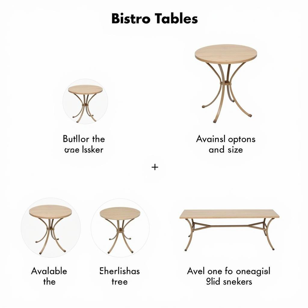 Bistro table sizes and seating options for two and four people.