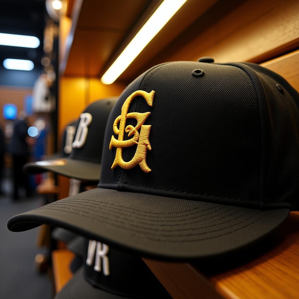 Black and Gold Baseball Cap Display