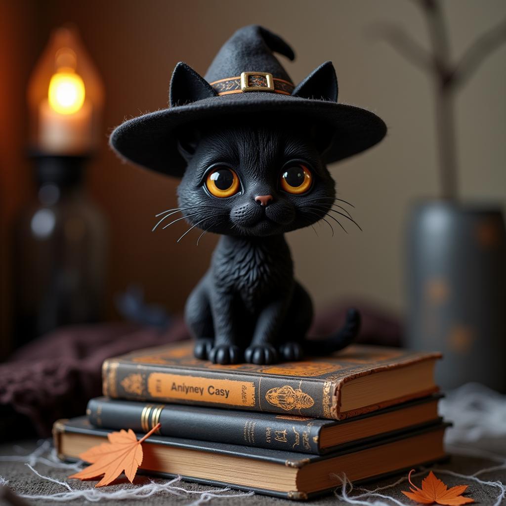 Black Cat Bobblehead in Halloween Costume