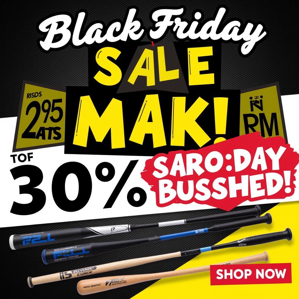 Baseball bat sale banner with Black Friday deals