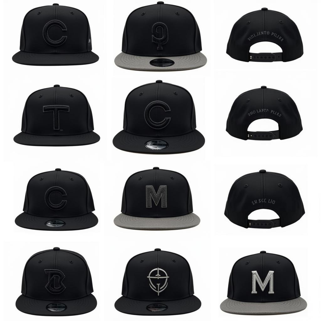 Different styles of black Mexico fitted hats