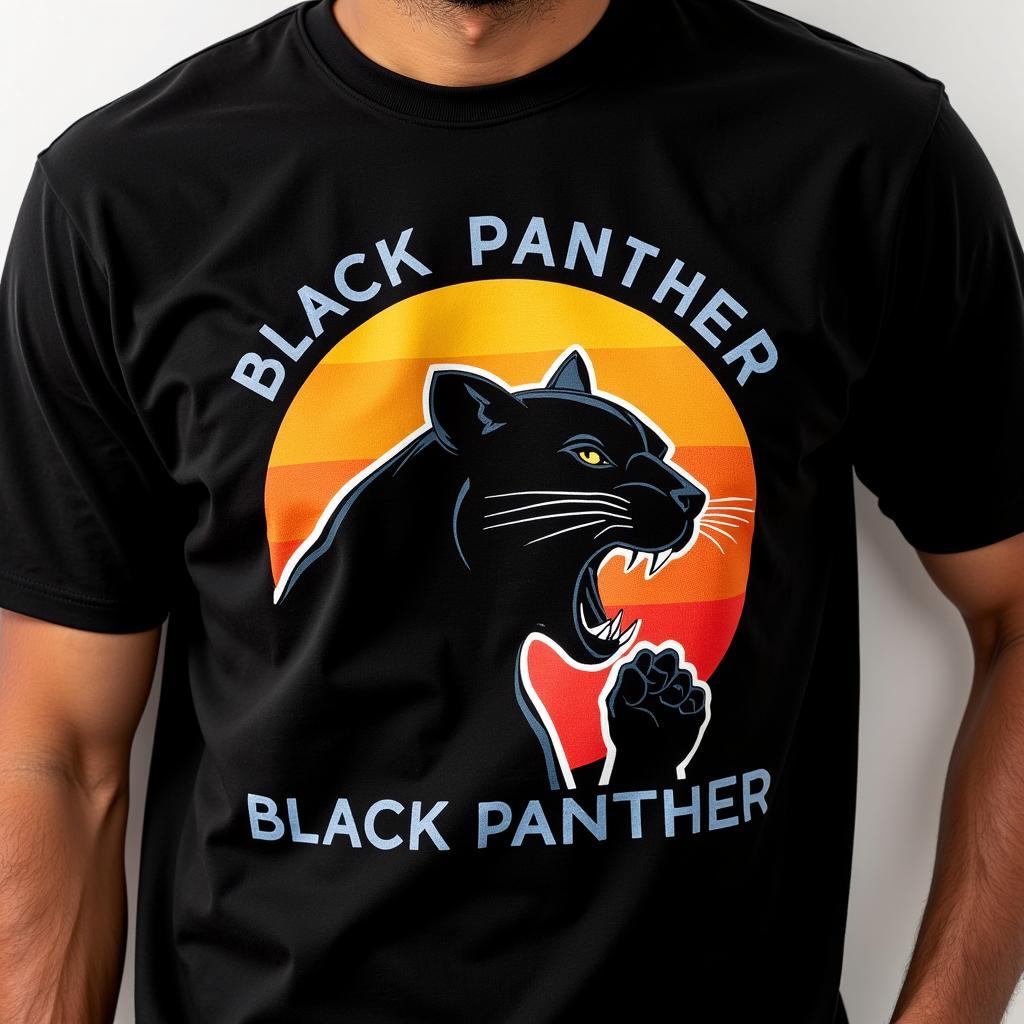 Black Panther Movement T-shirt design with raised fist.